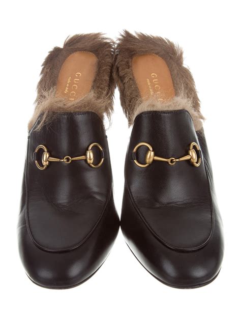 gucci princetown mules black|Gucci princetown mules with fur.